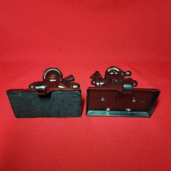 Hanger Santa and Snowman Pewter Black Metal Shelf Sitter Stocking Holder Set of - Picture 5 of 12